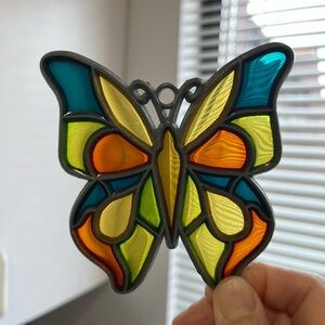 Vintage Butterfly Stained Glass Sun Catcher